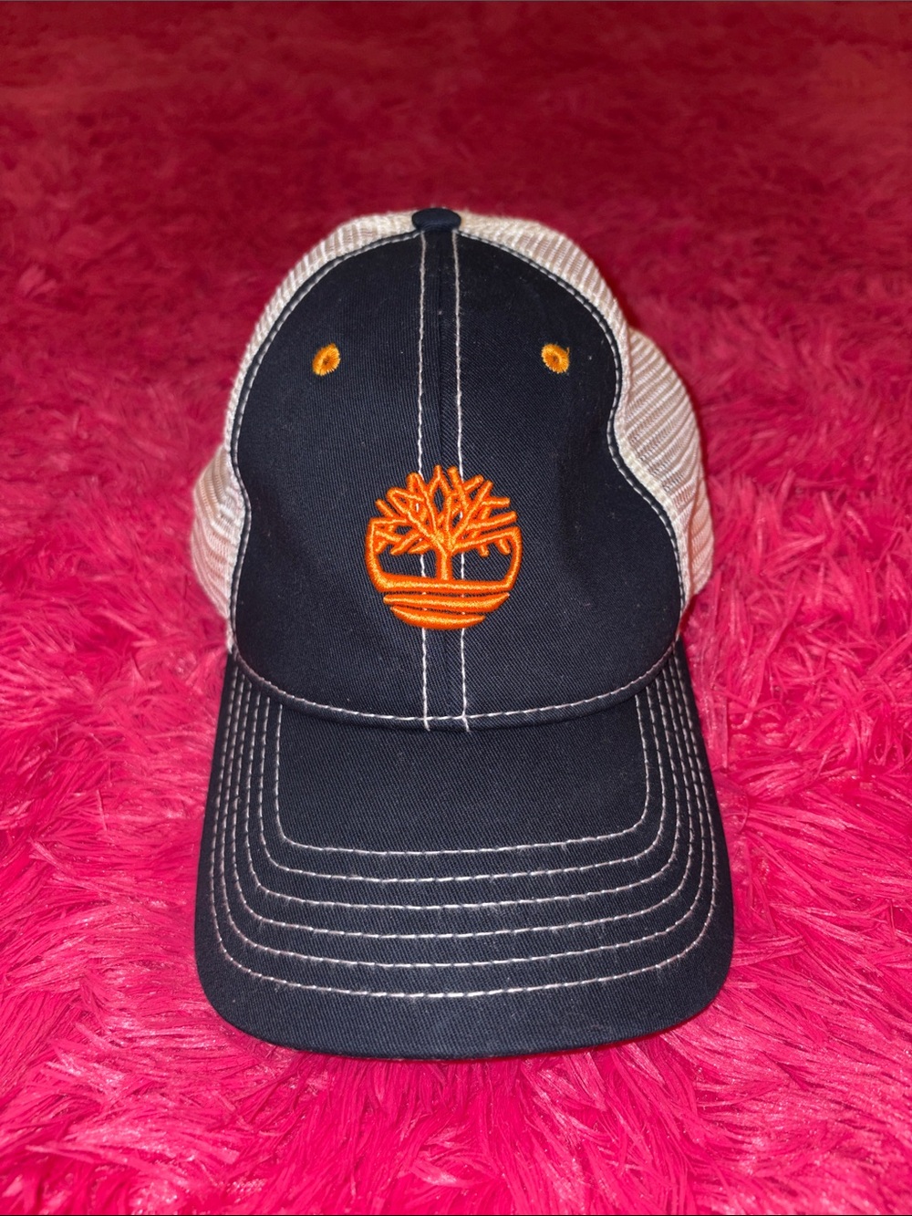 Timberland Black and Orange Trucker Cap